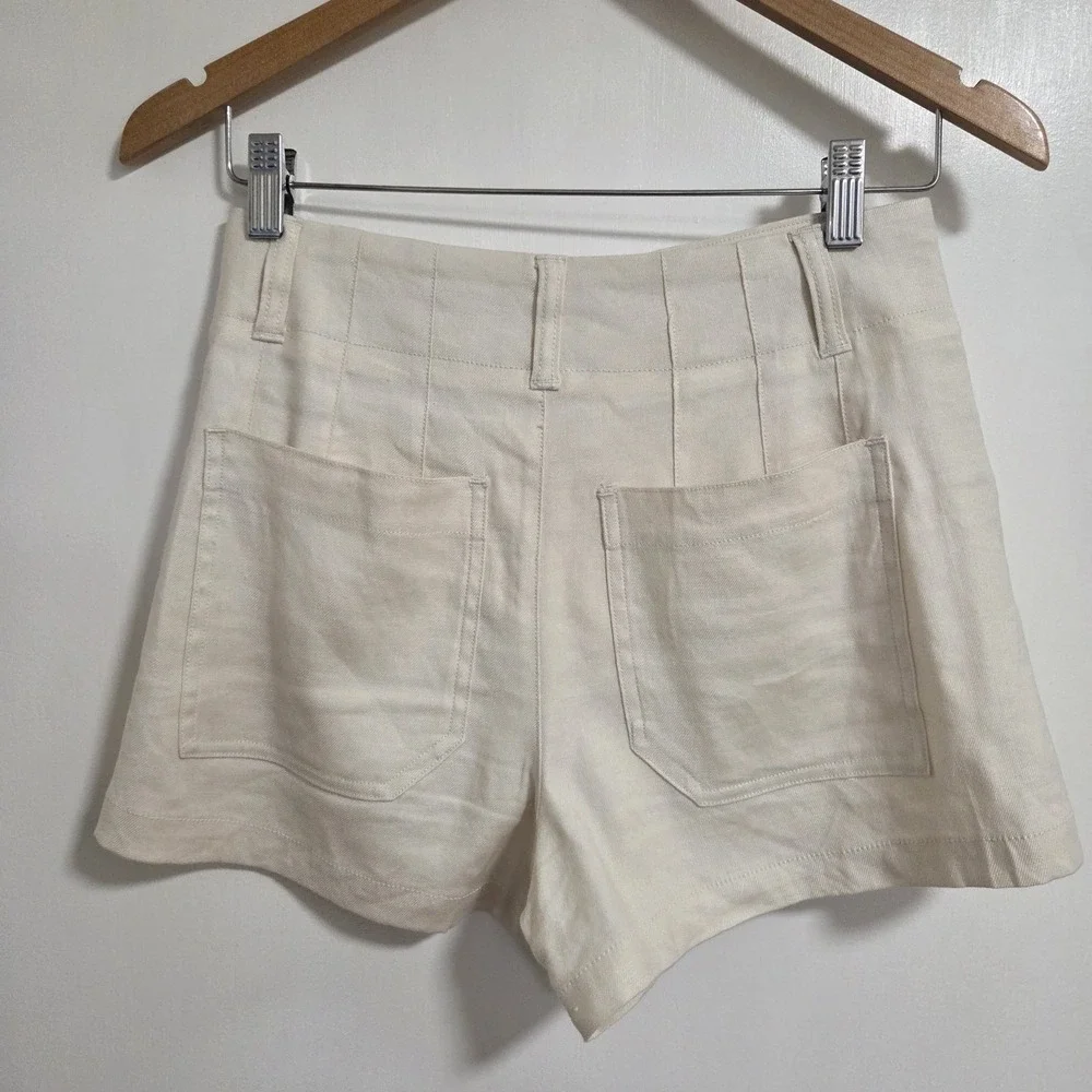 Maeve Anthropologie The Colette Cream Ivory Linen Blend Shorts Womens Size 26 - Picture 2 of 11
